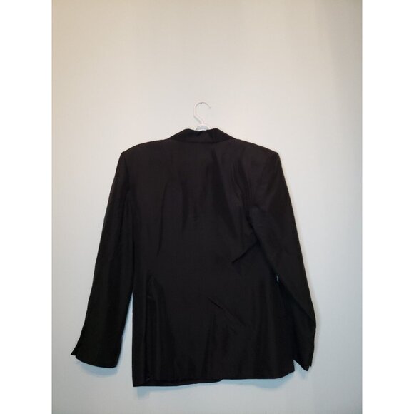 Vintage Tahari Womens 8 Blazer Long Sleeve Button Closure 100% Silk Black Pocket - Picture 2 of 6